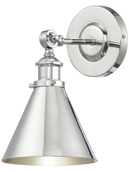 Glenn 1 Light Wall Sconce in Polished Nickel.